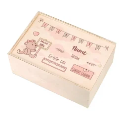 Erinnerungsbox aus Holz zur Geburt für Mädchen