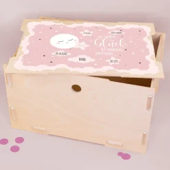 Erinnerungsbox für Mädchen personalisiert mit Geburtsdaten | clipfritz® Aufbewahrungskiste aus Holz
