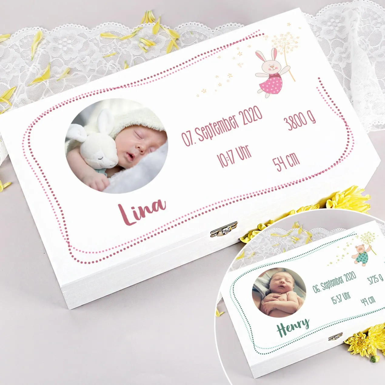 Erinnerungsbox mit Fotoaufdruck für Mädchen und Jungen