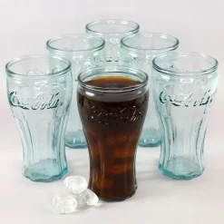 6er Pack Retro Coca-Cola Glas in klassischer Form als Geschenk Set | Nachhaltig & Handgefertigt