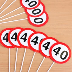 12er Set Dekoschilder Verkehrszeichen zum 40.