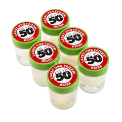 6er Set Kirsch oder Birnenschnaps zum 50. Geburtstag