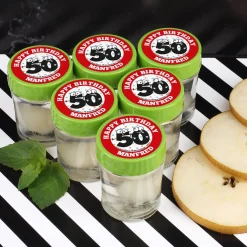 6er Set Kirsch oder Birnenschnaps zum 50. Geburtstag