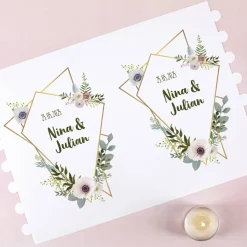 4er Set Lichthüllen zur Hochzeit mit Blüten, Namen und Datum, 2 Größen