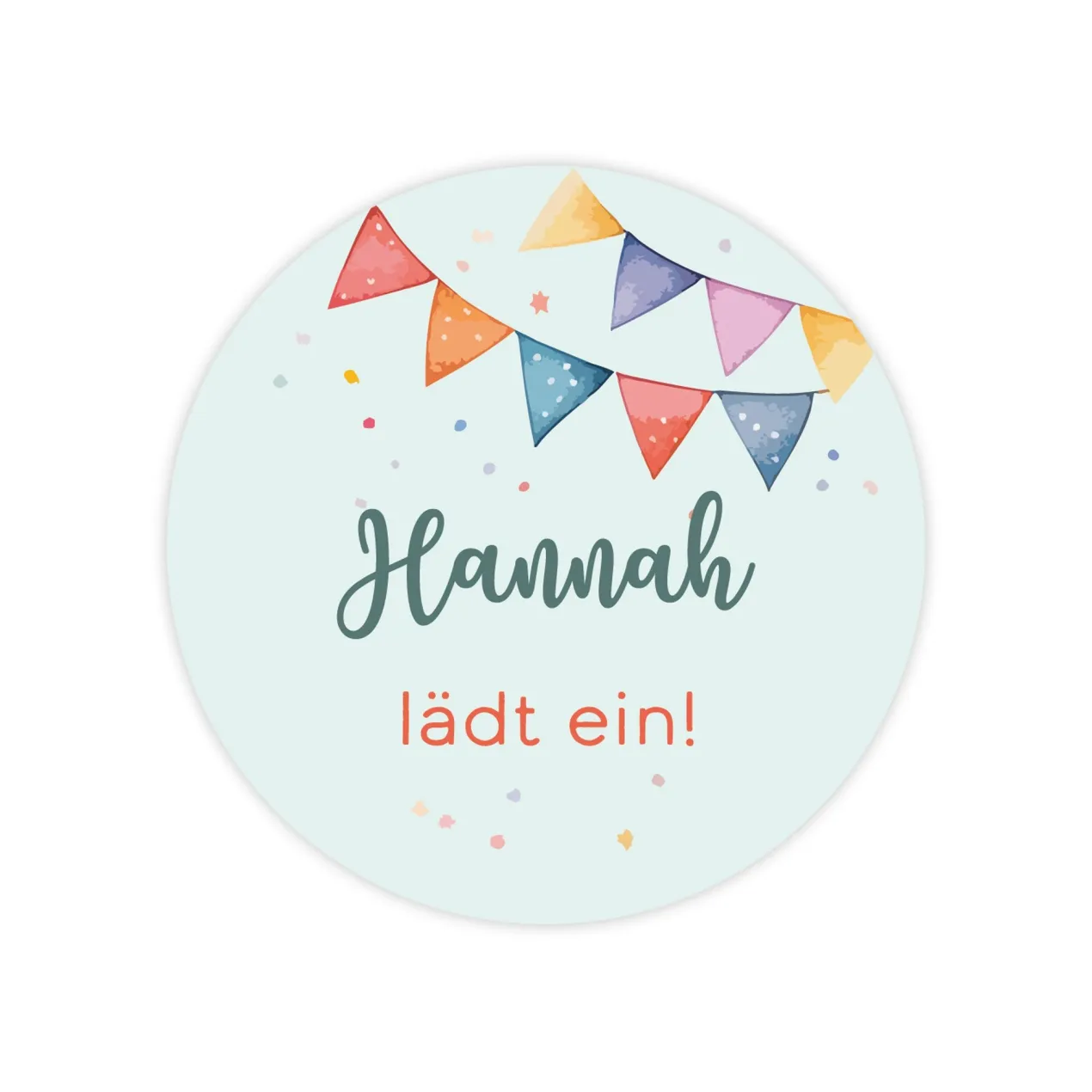 24er Set personalisierbare Aufkleber für Einladungen | Bunte Wimpel
