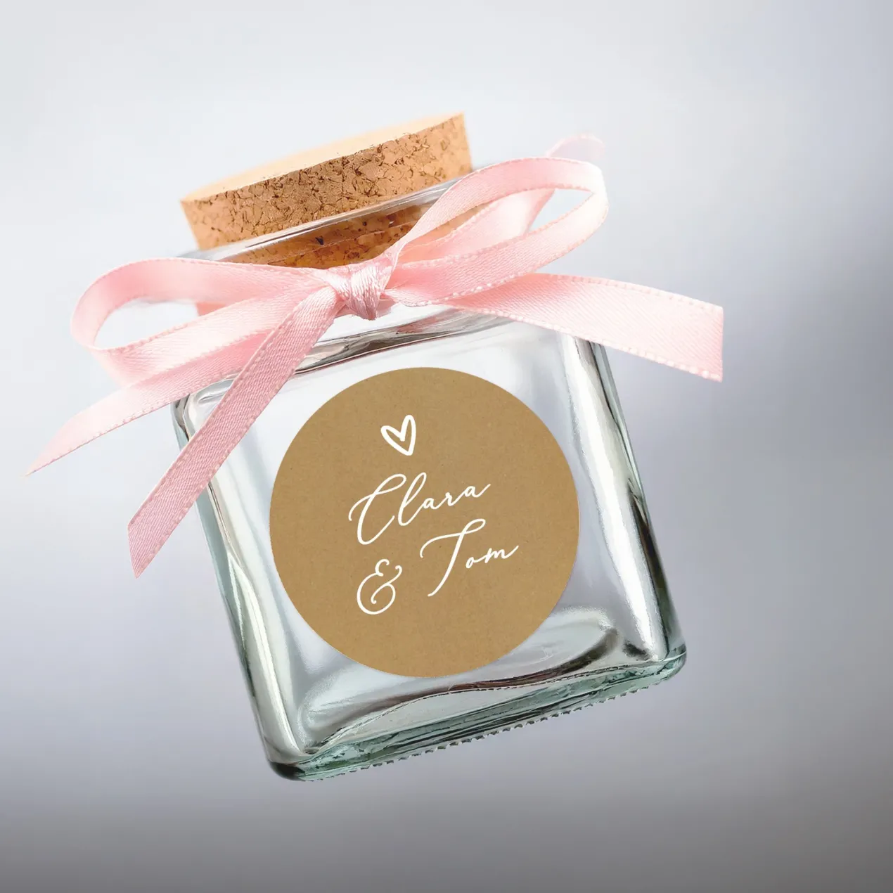 24er Set personalisierbare Aufkleber für Hochzeitseinladungen | Siegelsticker mit Herz-Motiv