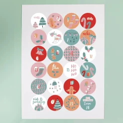 24er Set personalisierte Aufkleber für DIY Adventskalender mit Name | Motive zu Weihnachten
