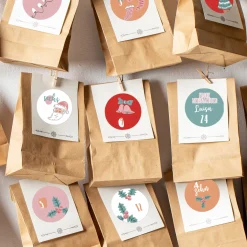 24er Set personalisierte Aufkleber für DIY Adventskalender mit Name | Motive zu Weihnachten
