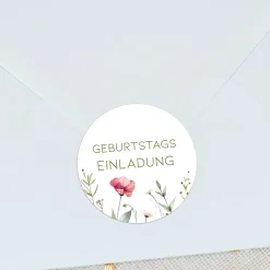24er Set personalisierte Aufkleber für Einladungen zu Hochzeit oder Geburtstag | Blumen-Motiv