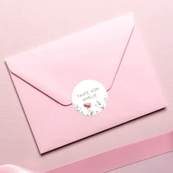 24er Set personalisierte Aufkleber für Einladungen zu Hochzeit oder Geburtstag | Blumen-Motiv