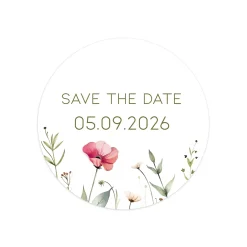 24er Set personalisierte Aufkleber für Einladungen zu Hochzeit oder Geburtstag | Blumen-Motiv