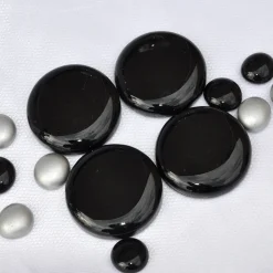 4er Set runde Dekosteine in schwarz