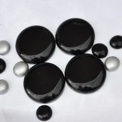 4er Set runde Dekosteine in schwarz