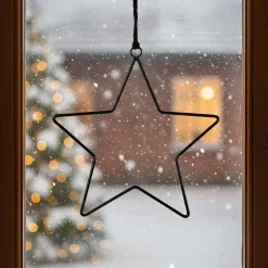 4er Set Schwarze Metallsterne zum Aufhängen | Weihnachtsdekoration