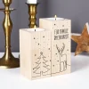 2er Set Teelichthalter aus Holz mit Wunschtext und weihnachtlichem Lineart Motiv bedruckt