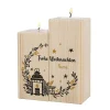 2er Set Teelichthalter aus Holz - Frohe Weihnachten - mit Name