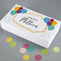 Erste Million - persönlich bedruckte Überraschungsbox für Geldgeschenke