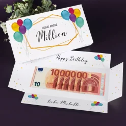 Erste Million - persönlich bedruckte Überraschungsbox für Geldgeschenke