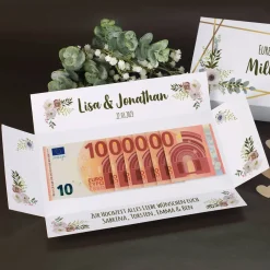 Erste Million - Verpackung für Geldgeschenke zur Hochzeit mit Namen, Datum & Text