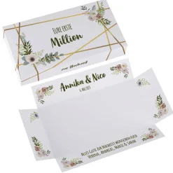 Erste Million - Verpackung für Geldgeschenke zur Hochzeit mit Namen, Datum & Text