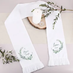 Eukalyptus Taufschal mit Name und Datum