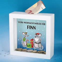 Extra Weihnachtsmäuse - Spardose für Geldgeschenke mit Ihrem Wunschnamen