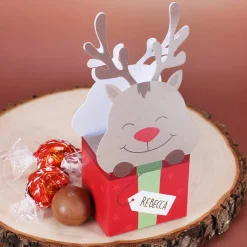 Faltschachteln zu Weihnachten mit 3 Lindor Kugeln und Ihrem Wunschnamen
