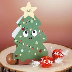 Faltschachteln zu Weihnachten mit 3 Lindor Kugeln und Ihrem Wunschnamen