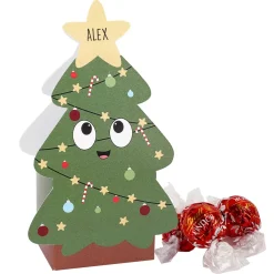 Faltschachteln zu Weihnachten mit 3 Lindor Kugeln und Ihrem Wunschnamen