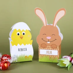 Faltschachtel zu Ostern mit 3 Lindorkugeln und Ihrem Wunschnamen