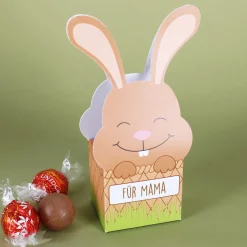 Faltschachtel zu Ostern mit 3 Lindorkugeln und Ihrem Wunschnamen