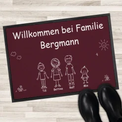 Familien-Fußmatte selbst gestalten mit Text, Personen & Haustieren - 2 Größen
