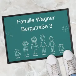 Familien-Fußmatte selbst gestalten mit Text, Personen & Haustieren - 2 Größen