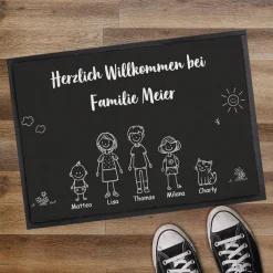 Familien-Fußmatte selbst gestalten mit Text, Personen & Haustieren - 2 Größen