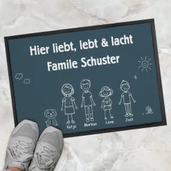Familien-Fußmatte selbst gestalten mit Text, Personen & Haustieren - 2 Größen