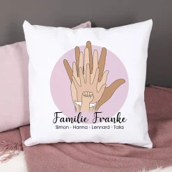 Familienkissen mit Handabdrücken