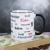 Familientasse mit drei Namen in verschiedenen Schriftarten - schwarz