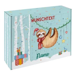 Faultier - Adventskalender zum selbst Befüllen mit Name und Wunschtext bedruckt
