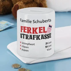 Ferkel - Strafkasse, Spardose mit Ihrem Wunschtext