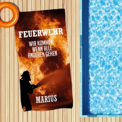 Feuerwehr Handtuch mit Name & Einsatz Motiv personalisiert | Geschenk für Männer, Frauen & Kollegen