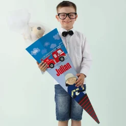 Feuerwehr - Schultüte für Jungen mit Feuerwehrmann und Name