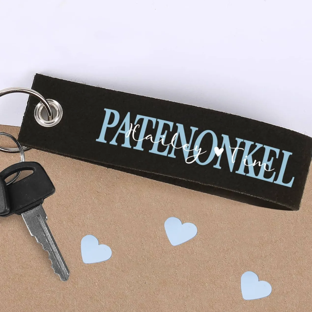 Filz Schlüsselanhänger Patentante / Patenonkel mit Ihrem Wunschtext