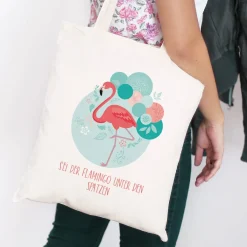 Flamingo Schulterbeutel mit Wunschtext