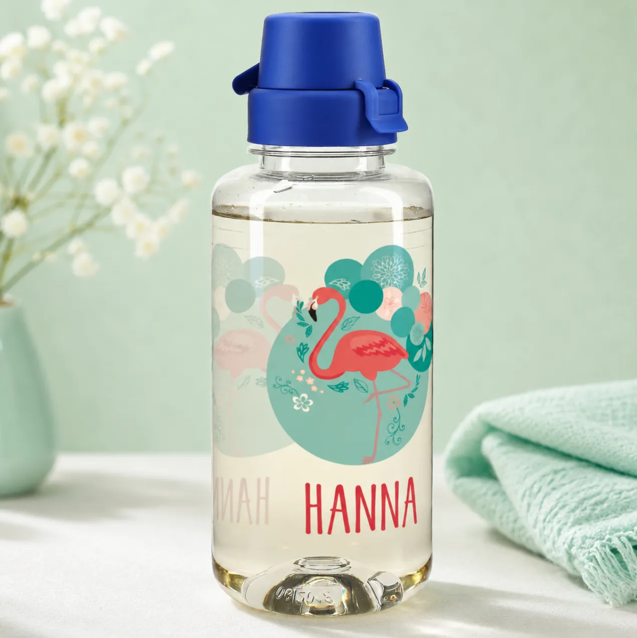 Flamingo Trinkflasche mit Name 0,7 L | Geschenk für Mädchen zur Einschulung & Schule