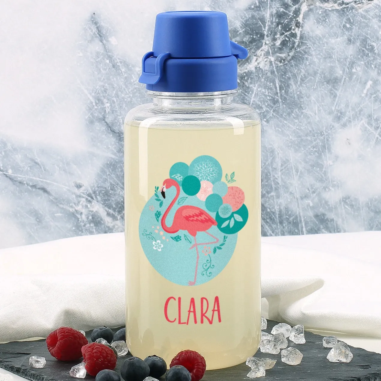Flamingo Trinkflasche mit Name 0,7 L | Geschenk für Mädchen zur Einschulung & Schule
