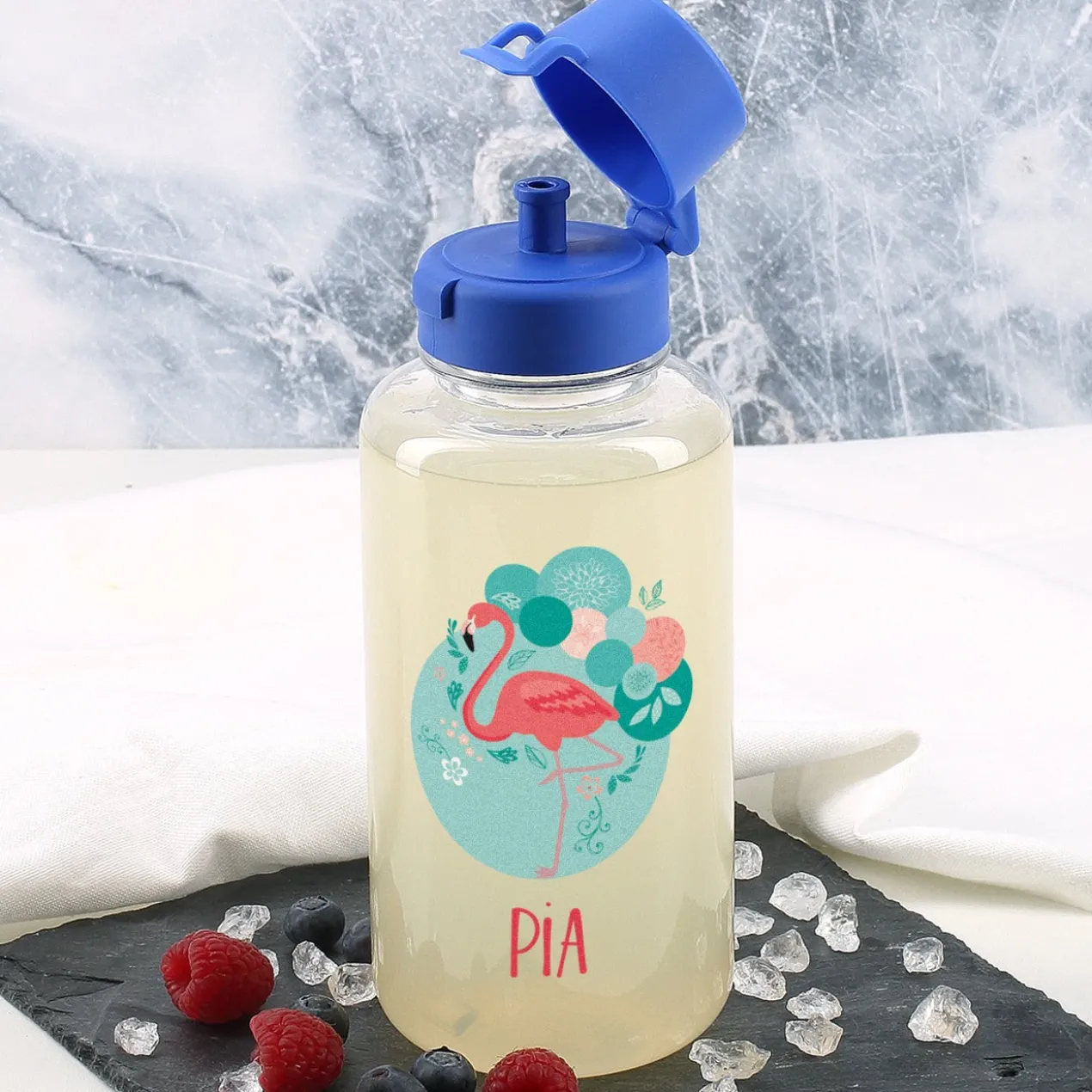 Flamingo Trinkflasche mit Name 0,7 L | Geschenk für Mädchen zur Einschulung & Schule