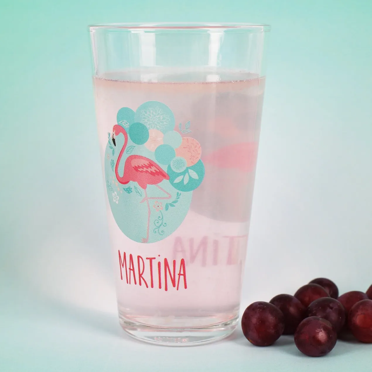 Flamingo Trinkglas mit Name