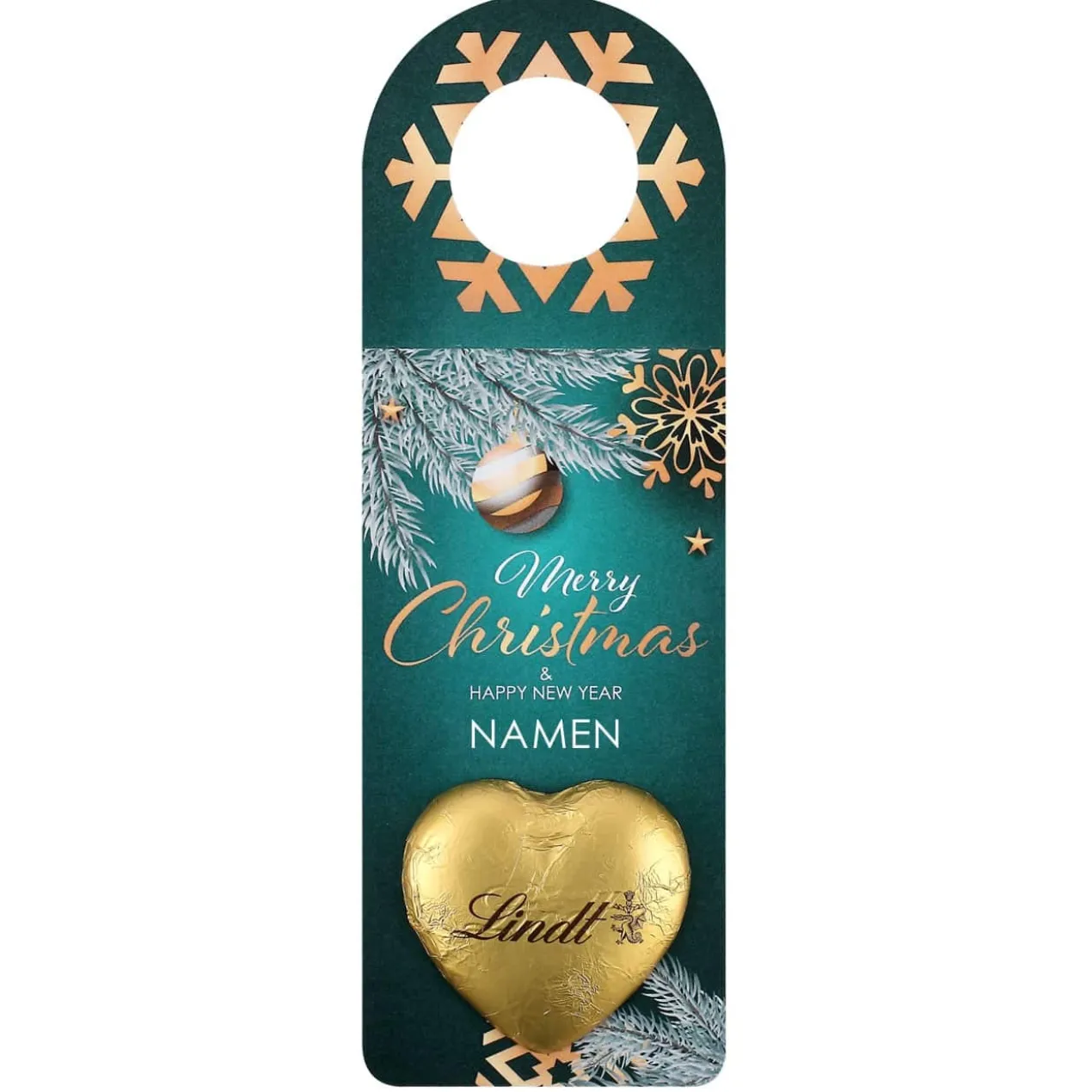 Flaschenanhänger zur Weihnachten mit Namen und Schokolade