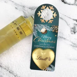 Flaschenanhänger zur Weihnachten mit Namen und Schokolade