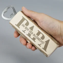 Flaschenöffner aus Holz für Papa mit Gravur personalisiert | Geschenk zum Vatertag & Geburtstag